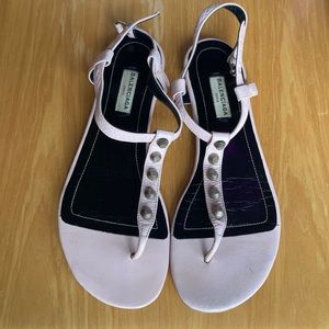 Balenciaga Leather Studded T-Strap Sandal Light Pink W 38